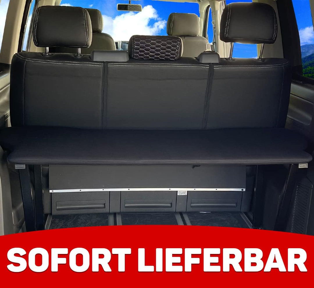 BREMER SITZBEZÜGE Multiflexboard Bettverlängerung kompatibel mit VW T5 &amp; T6 Multivan UniSchwarz, Sch