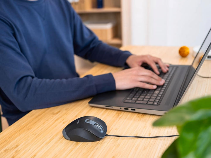 Trust Fyda PC Maus mit Kabel, Nachhaltiges Design, 600-5000 DPI, 6 Tasten, Daumen- und Fingerauflage