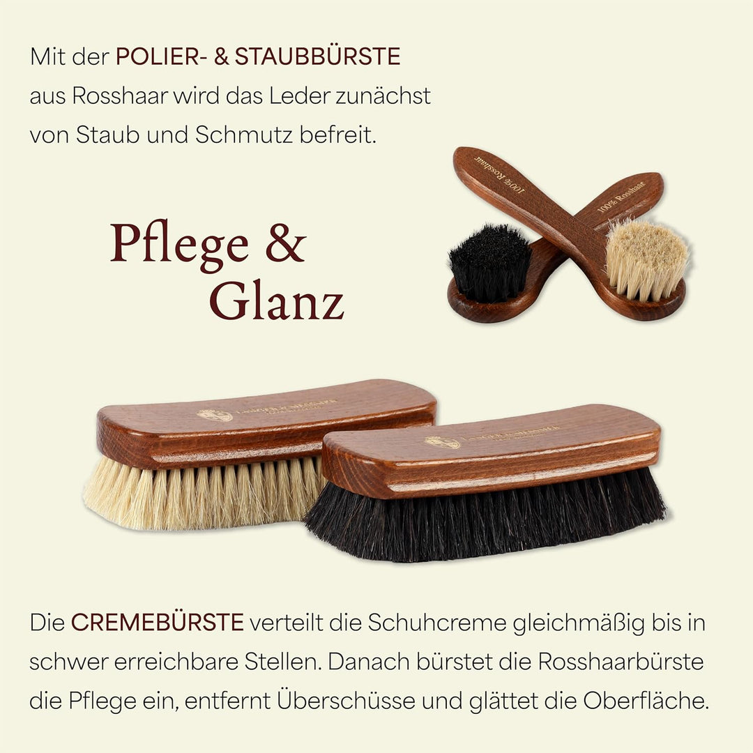 Langer & Messmer 4er-Set Schuhbürsten aus Rosshaar für die professionelle Schuhpflege von Schuhen au