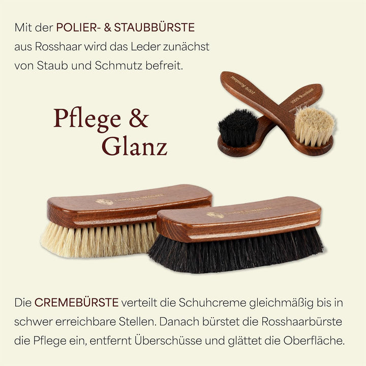Langer & Messmer 4er-Set Schuhbürsten aus Rosshaar für die professionelle Schuhpflege von Schuhen au