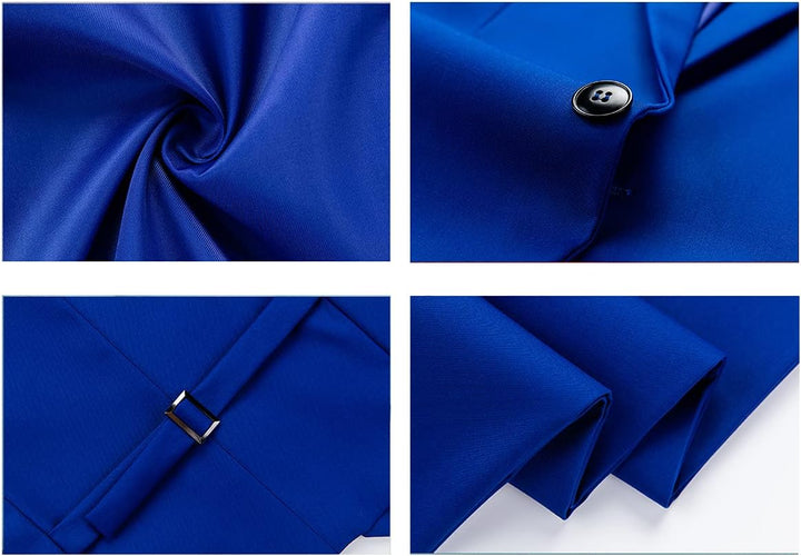 KUDORO Herren Anzüge 3-teilig Slim Fit Eine Knöpfe für Hochzeit Business Herrenanzug Sakko Weste Hos