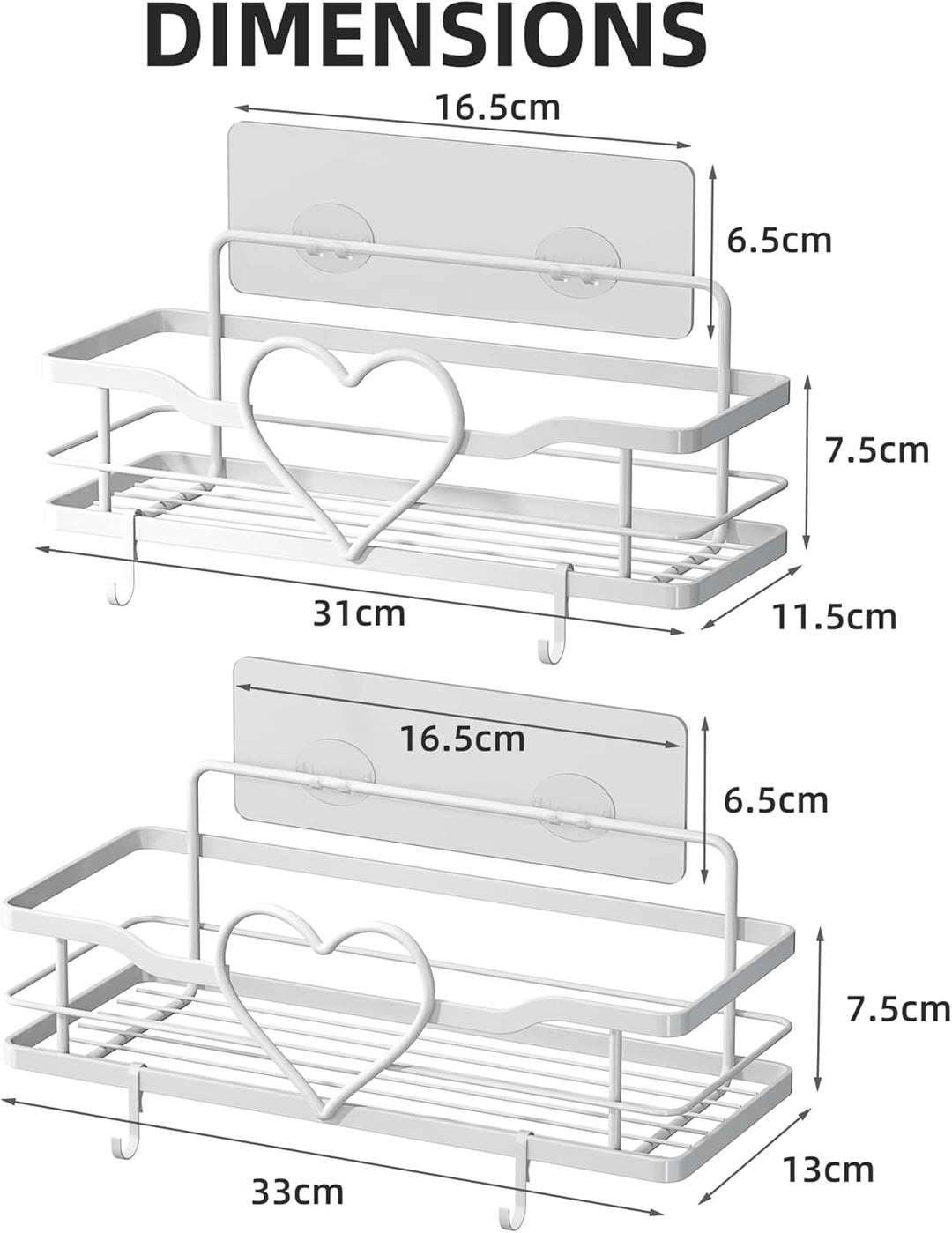 Duschablage ohne Bohren Badezimmer Organizer, Duschhalterung für Dusche, Badregal mit 4 abnehmbaren