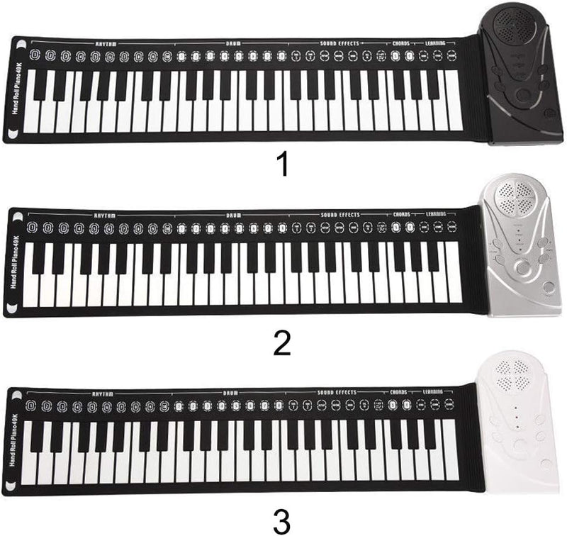 Tongdejing Roll-Up Klavier mit 49 Tasten, elektrische Tastatur, faltbar, tragbar, flexibel, für Anfä