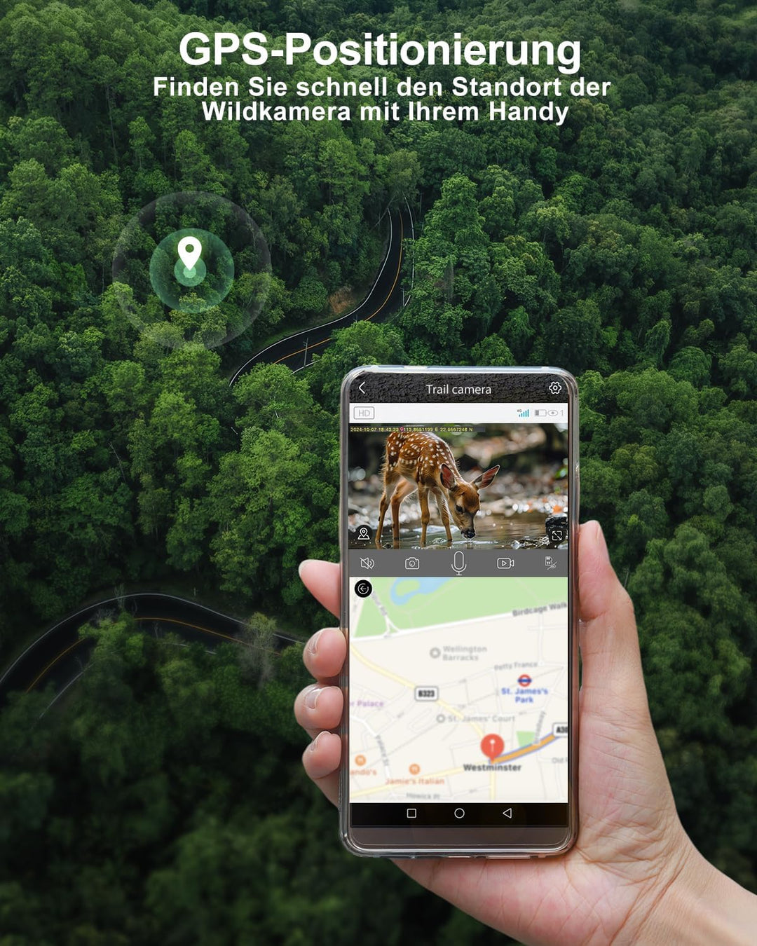 Xega 4G LTE Wildkamera mit Handyübertragung App & Bewegungsmelder, 2K Solar Überwachungskamera Ausse