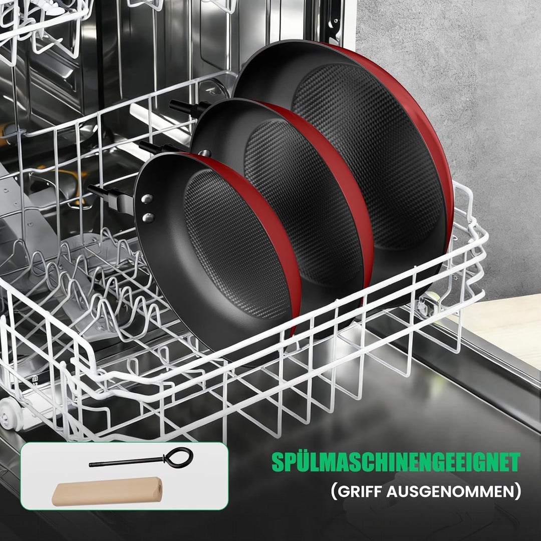 YUTANN Pfanne Gusseisen 20 cm, Bratpfanne Aus Massivem Gusseisen, Gleichmässige Wärmeverteilung, Abn