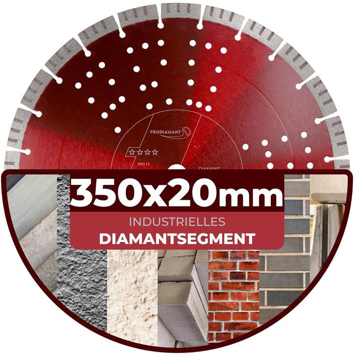 PRODIAMANT Turbo Diamant-Trennscheibe Beton 350mm x 20 mm Segmenthöhe 15mm 350/20mm, 350/20mm