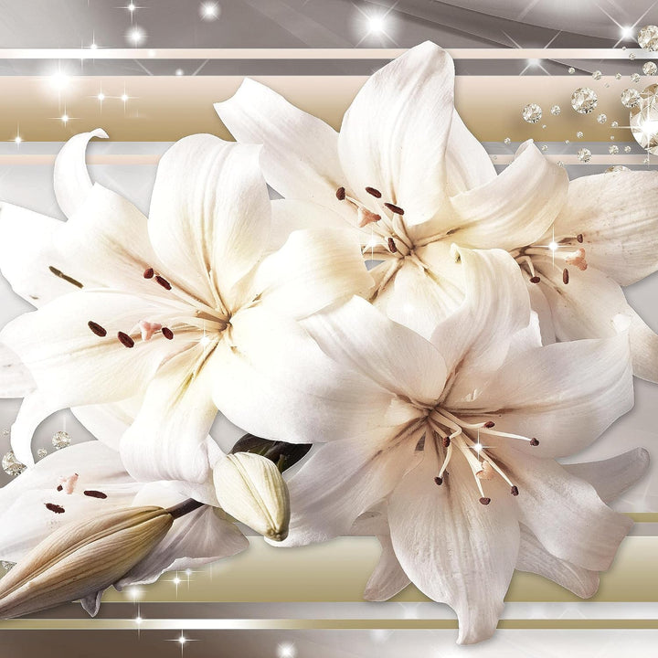 Runa Art Wandbilder Blumen Lilien Bild XXL Wohnzimmer Schlafzimmer Beige Braun Diamant 120 x 80 cm 3