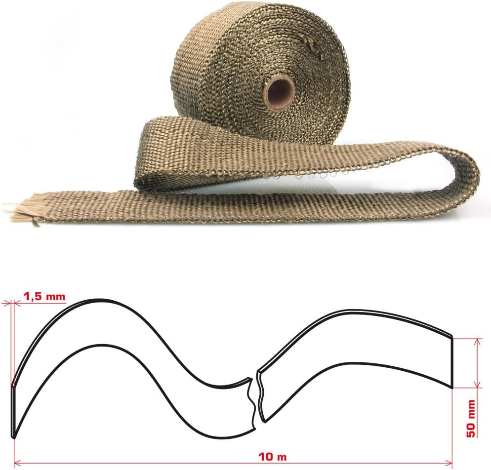 RACEFOXX Hitzeschutz, Band, Hitzeschutzband Basaltfaser Gewebe, bis 1000 Grad, 10 m Rolle, braun, Au
