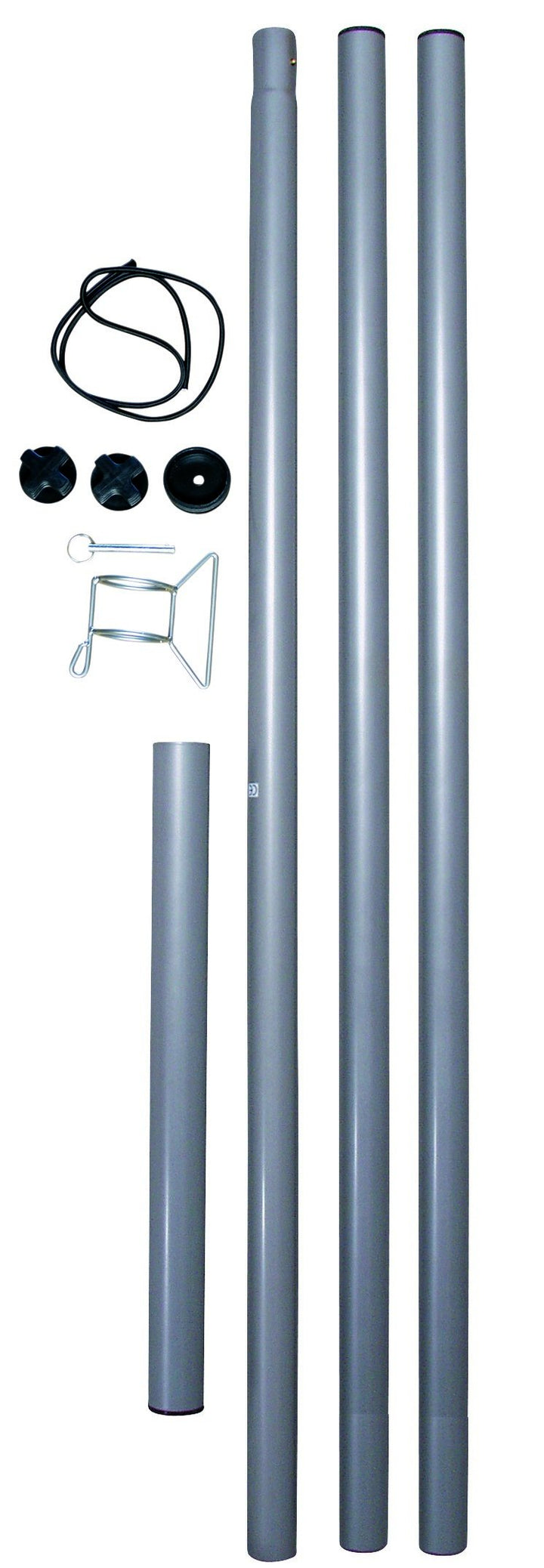 Sonnensegel Stahlmast-Set 2,5m hoch, 5tlg. Mast Segel Silber Mast-Set (4-teilig), Silber Mast-Set (4