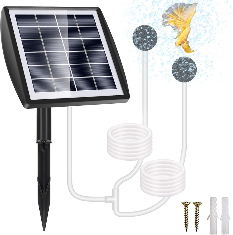 GuKKK Solar Sauerstoffpumpe, 2W Solar Teichbelüfter mit 2200mAh Akku, Solar Luftpumpe Aquarium Oxyge