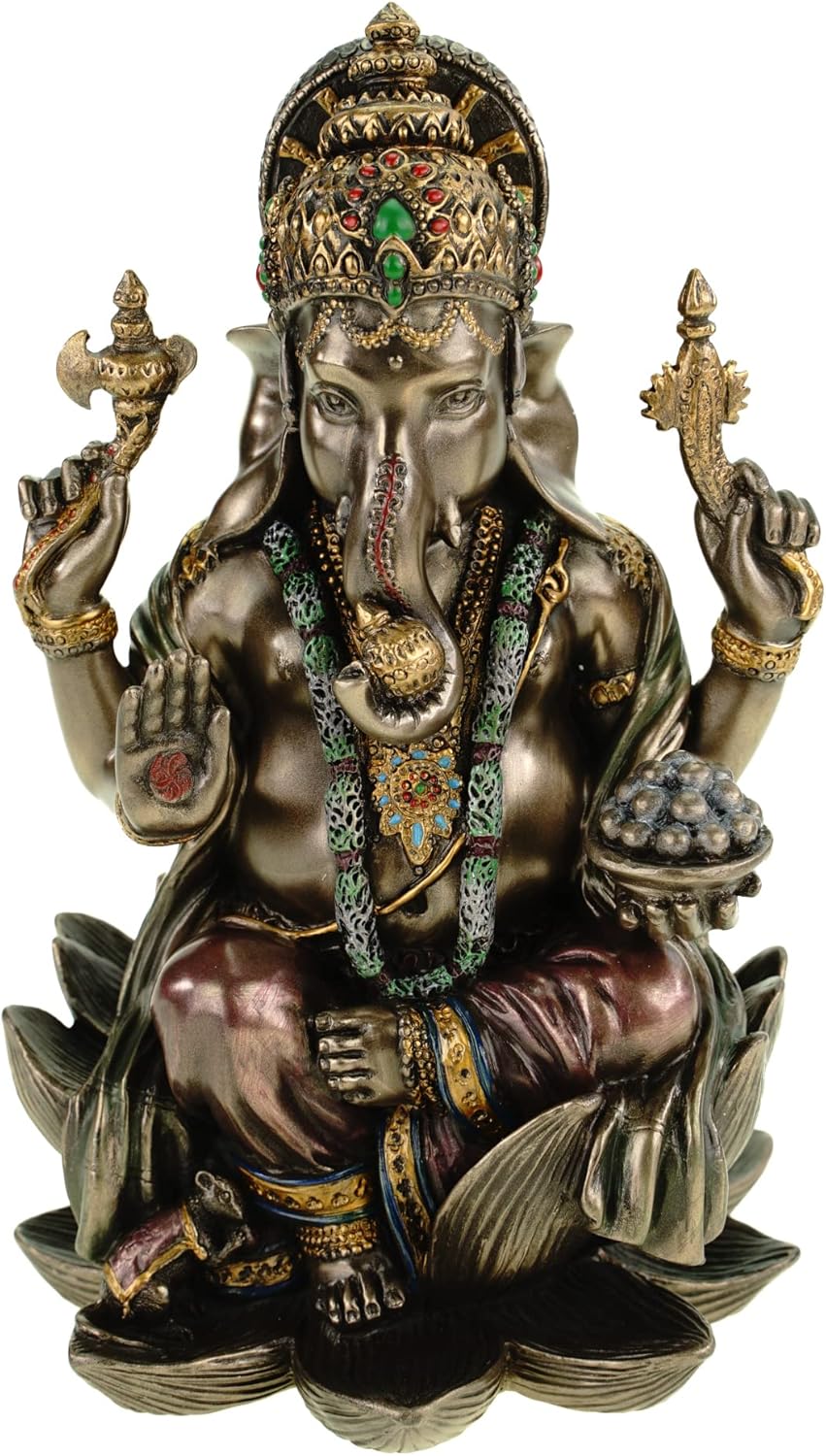 Veronese by Joh. Vogler GmbH Dekofigur Buddha Ganesha auf Lotusthron Feng Shui Ganesh Elefantengott