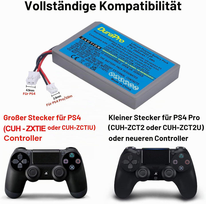 DuraPro 2X 2000mAh Battery Akku kompatibel mit Sony PS4 Slim / PS4 Pro PS4 LIP1522 KCR1410 Dualshock