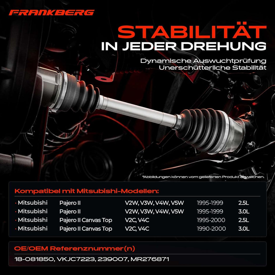 Frankberg Antriebswelle Vorne Links Kompatibel mit L200 K6T K7T 2.4L 2.5L 1996-2002 Pajero II V2W V3