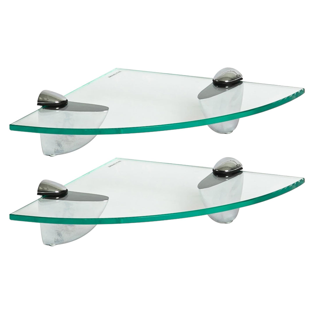Harbour Housewares 2X Klar 20cm Schwebende Eckregale aus Glas - Badezimmer Dusche Küche Regale Lager
