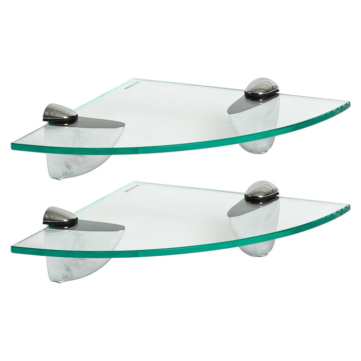 Harbour Housewares 2X Klar 20cm Schwebende Eckregale aus Glas - Badezimmer Dusche Küche Regale Lager