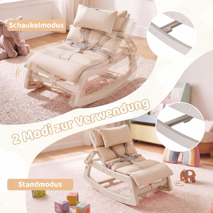 COSTWAY 2 in 1 Babywippe, Baby Schaukelstuhl mit verstellbarer Rücklehne, waschbarem Kissen &amp; Sicher
