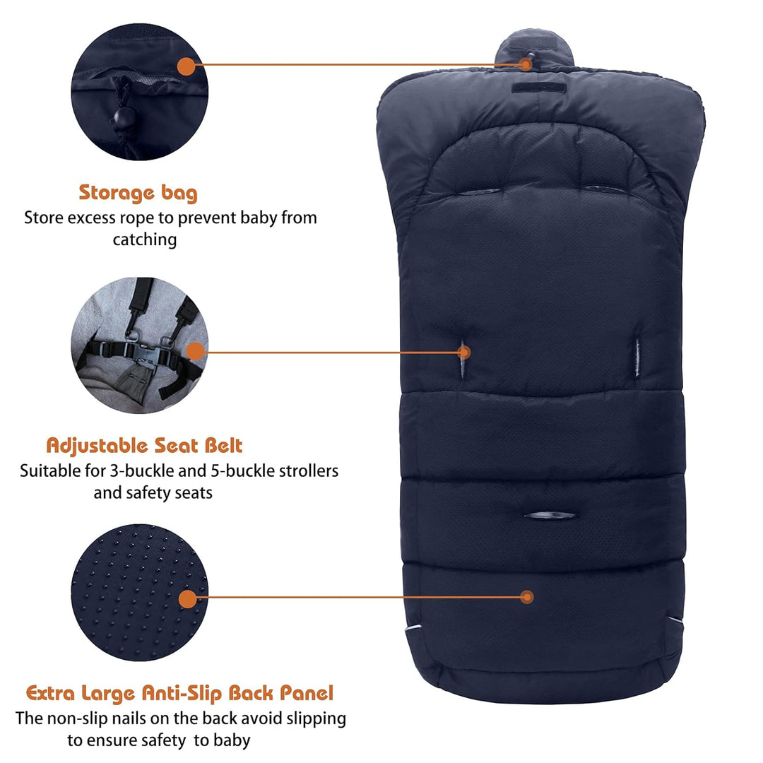 Fusssack Babyschale für Kinderwagen Buggy Universal Winter Baby Blau 102X54CM, Blau 102X54CM