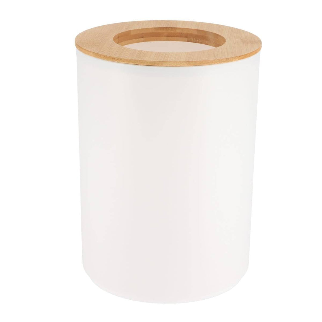 Tendance - PP-Abfalleimer mit Bambusdeckel 5L - Weiss/Bambus - Badezimmer - Abfalleimer und Toilette