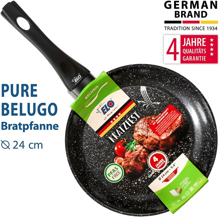ELO 59524 Bratpfanne Ø 24 cm PURE BELUGO innen mit keramischer Beschichtung, geeignet für alle Herda