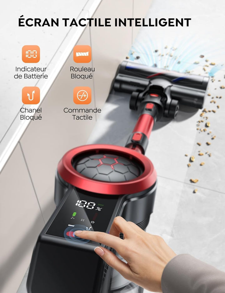 BuTure VAC Akku Staubsauger Kabellos, Akkustaubsauger 38000Pa/450W Saugleistung, Wandhalterung mit i