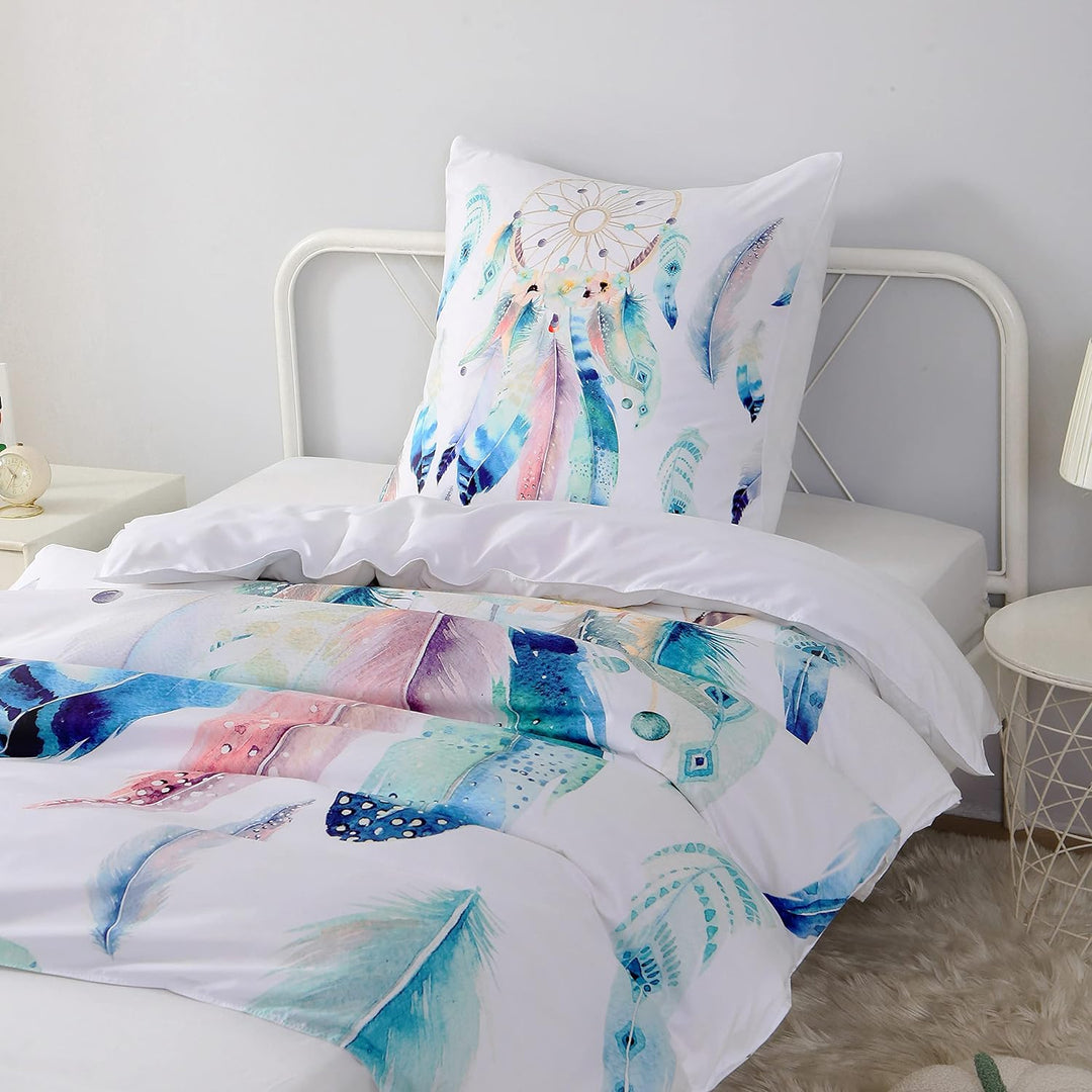 MUSOLEI Traumfänger Bettwäsche 135x200 Mädchen Mikrofaser-Polyester 3D Druck Traumfänger Bettbezug 1