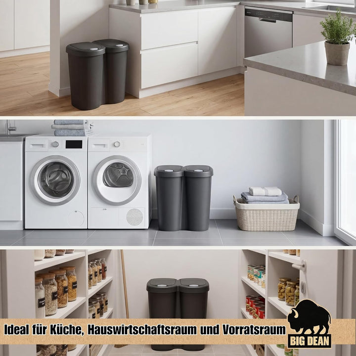 BigDean Duo Bin Mülleimer 2x20 Liter Made in Europa
