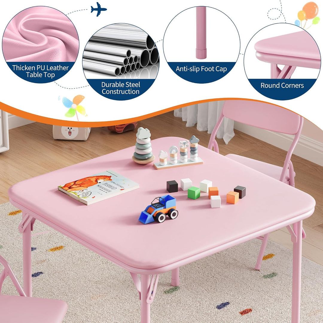 Litake Faltbares Kindertisch- und Stuhlset – Gepolstert &amp; robust – Perfekt zum Spielen, Malen &amp; Lern