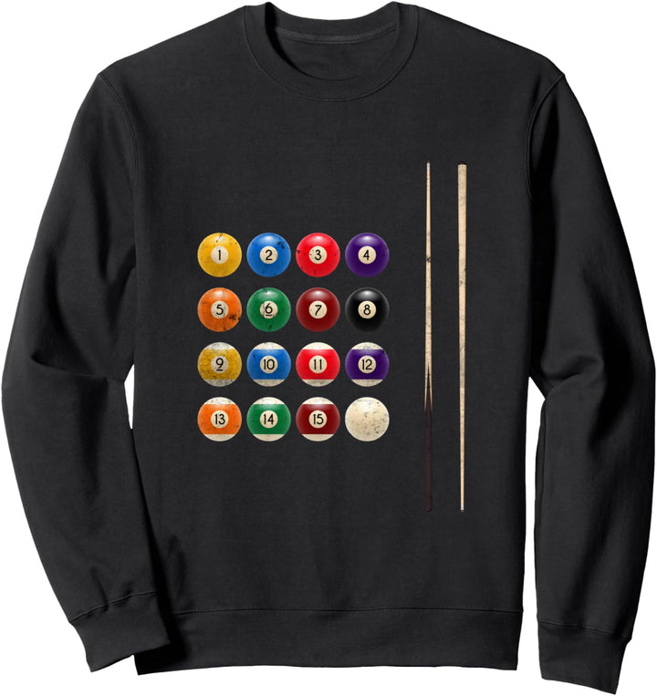 Lustige Billardkugeln Pool Rack Cue Stick Snooker Spieler Sweatshirt