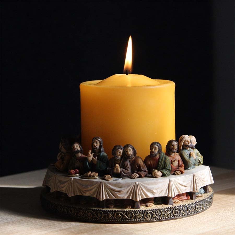 FADEDA Abendmahl Kerzenhalter/Höhe: 6cm/handbemalt/detailgetreue Krippen Figuren - Weihnachten Tisch