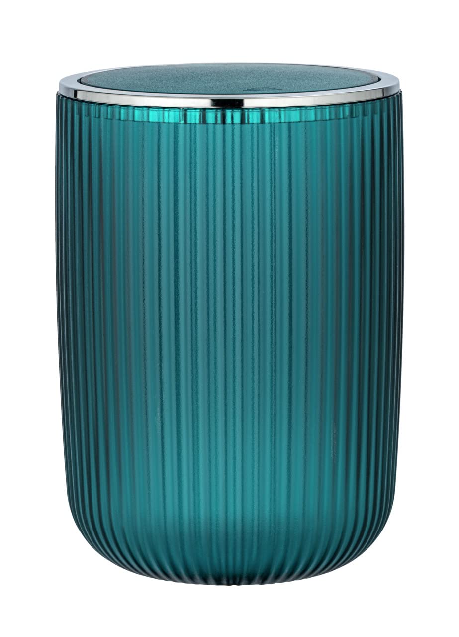 WENKO Schwingdeckeleimer Mod. Agropoli L Petrol, 5,5 Liter, Badezimmer-Mülleimer mit Deckel, Abfalle