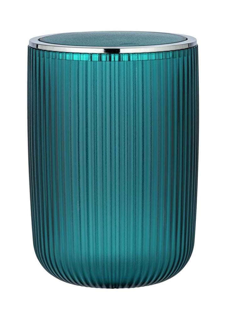WENKO Schwingdeckeleimer Mod. Agropoli L Petrol, 5,5 Liter, Badezimmer-Mülleimer mit Deckel, Abfalle