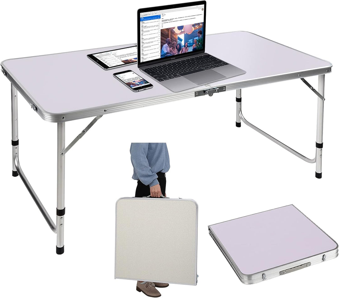 1,2 m Aluminium-Laptop-Schreibtisch, zusammenklappbar, für kleine Räume, Heimbüro-Schreibtisch, einf
