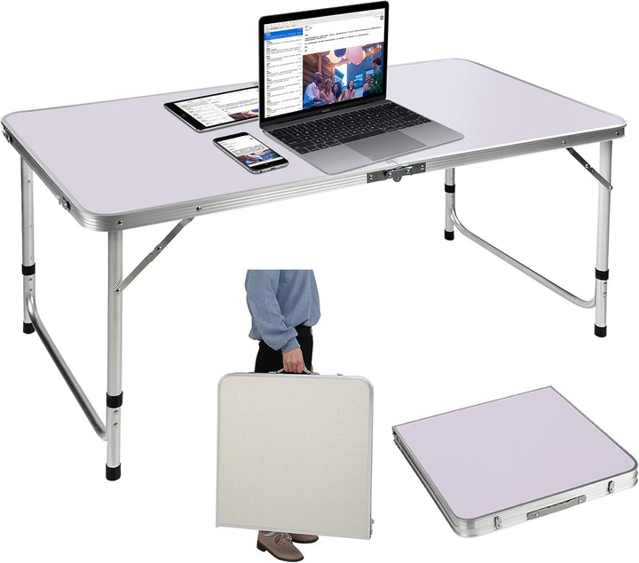 1,2 m Aluminium-Laptop-Schreibtisch, zusammenklappbar, für kleine Räume, Heimbüro-Schreibtisch, einf
