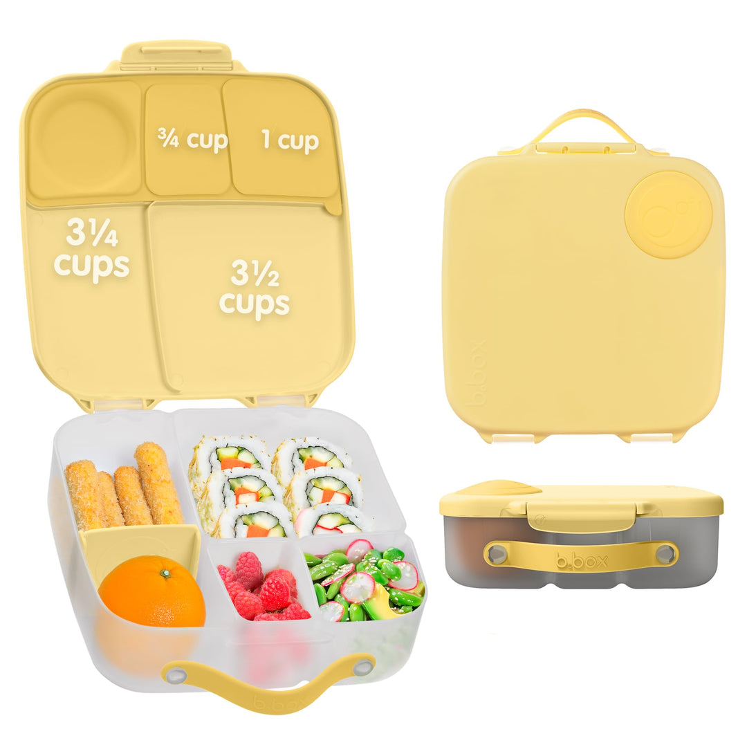 b.box Brotdose | Grosse Bento-Box mit 4 Fächern (2 auslaufsicher), herausnehmbarer Trenner, Gel-Kühl