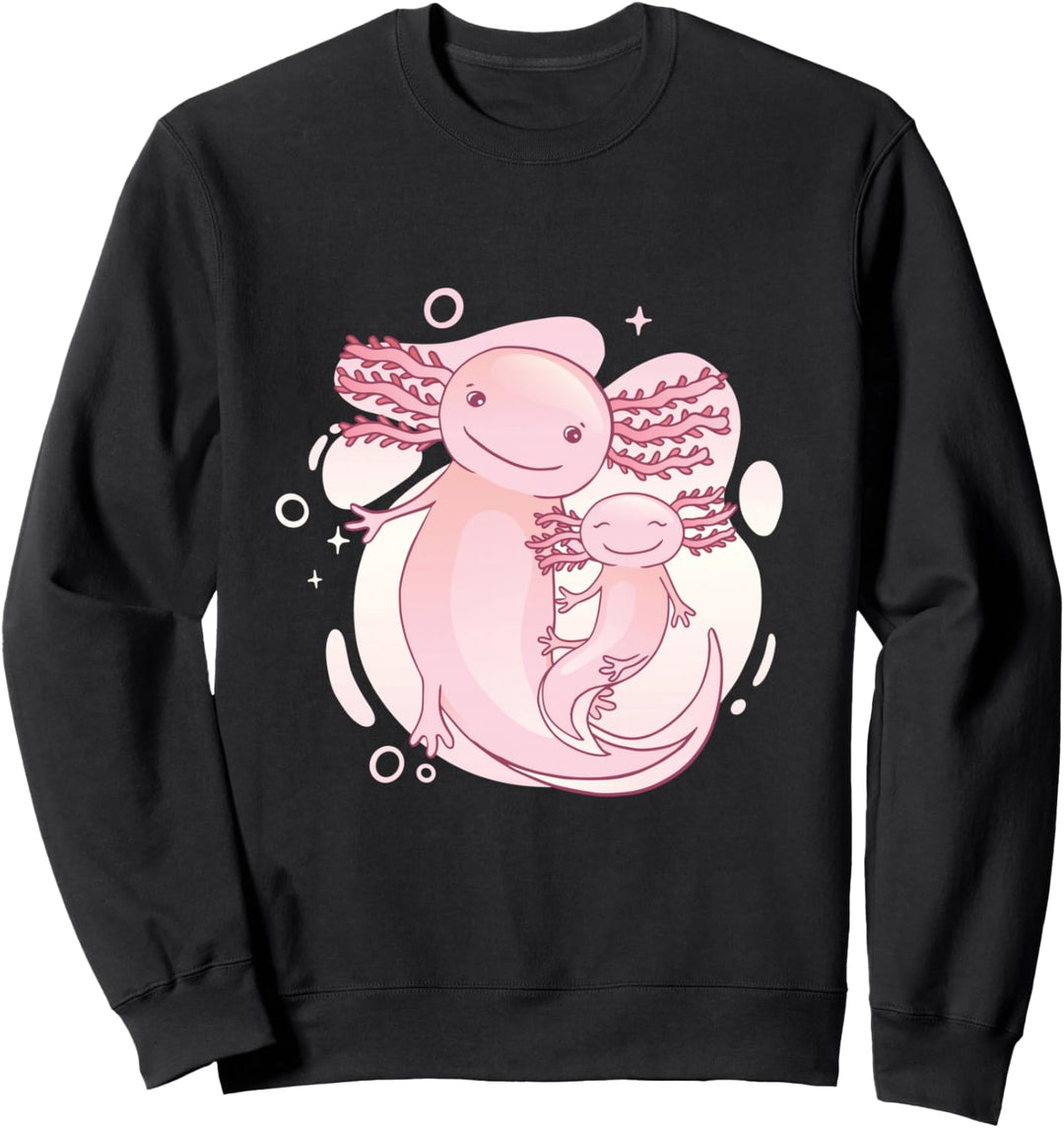 Glückliche Axolotl-Familie, Mutter mit Baby, Sweatshirt