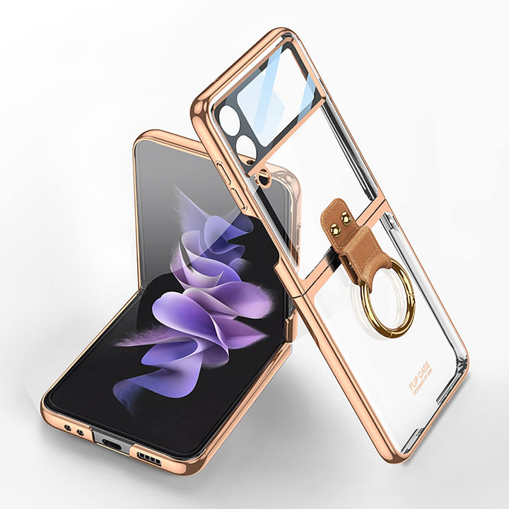 COQUE Hülle für Samsung Galaxy Z Flip 4,Hülle und Folie Integriertes Phantom Transparente Handyhülle