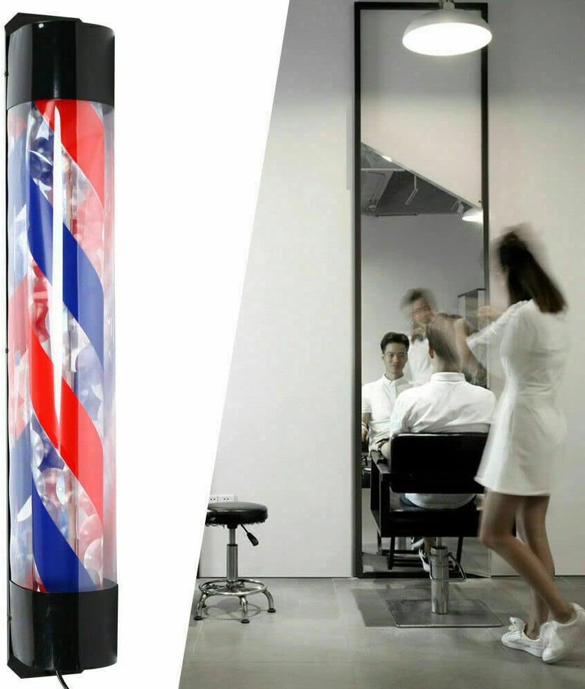 Barber Pole Light Streifen Rotierender LED Rot Weiss Blau Hair Sign Licht Friseursalon 36" für Frise