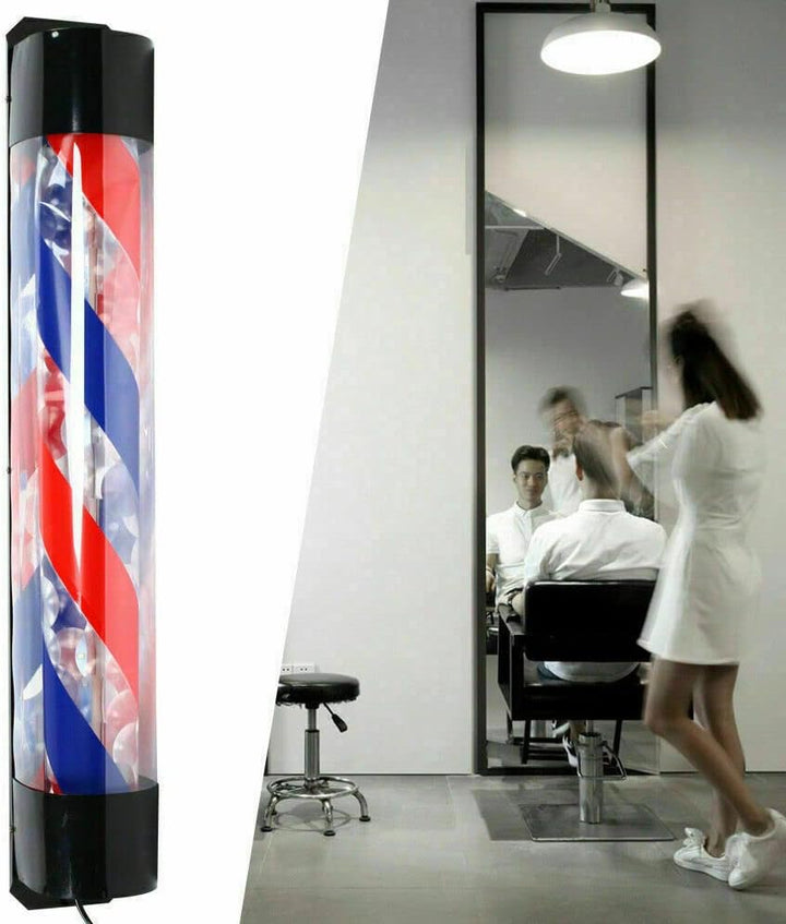 Barber Pole Light Streifen Rotierender LED Rot Weiss Blau Hair Sign Licht Friseursalon 36" für Frise