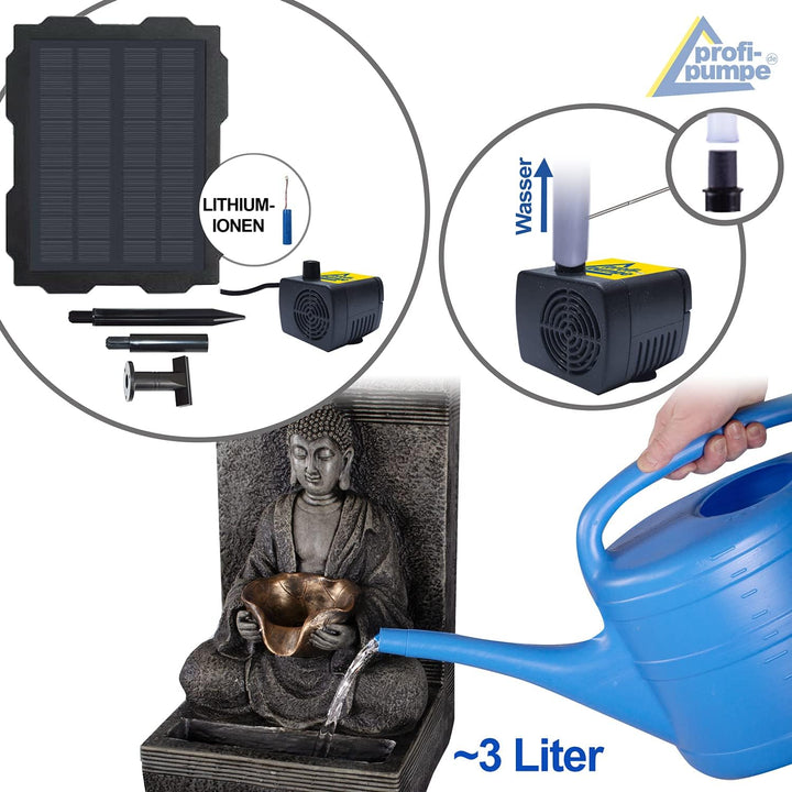 Solar Gartenbrunnen Brunnen Solarbrunnen Zierbrunnen Wasserfall Zen Ruhe-Quelle lichtgrau Gartenleuc