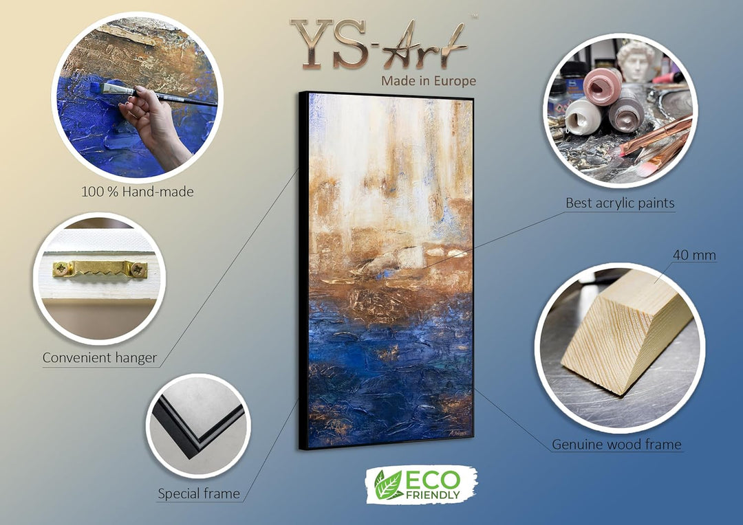 YS-Art Abstrakt Acryl Gemälde auf Leinwand Marine II handgemalt Wandbilder Wohnzimmer modern Wohndek