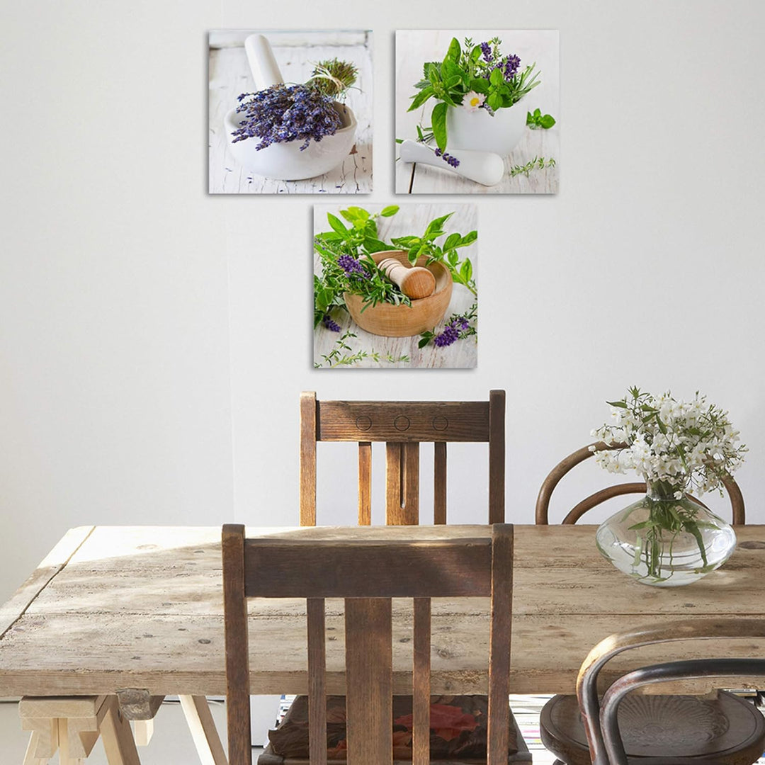 Feeby Bilder XXL Gewürze Kräuter Küche 90x30 cm 3 Teile Modern Wandbilder Leinwandbilder Bild auf Le
