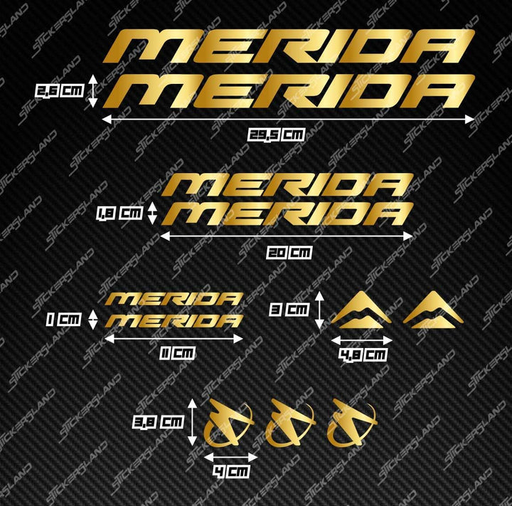 Aufkleber-Set kompatibel mit Rahmen Merida MTB Mountainbike und Helm | Decals Aufkleber für Fahrrad