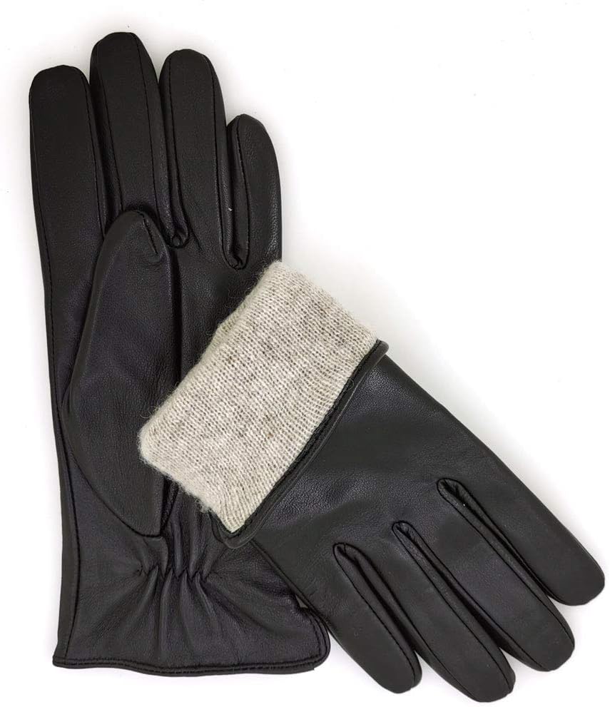 ZLUXURQ Damen Weiche Echte Lammfell Leder Touchscreen Winter Fahrhandschuhe Kaschmir Oder Wolle gefü