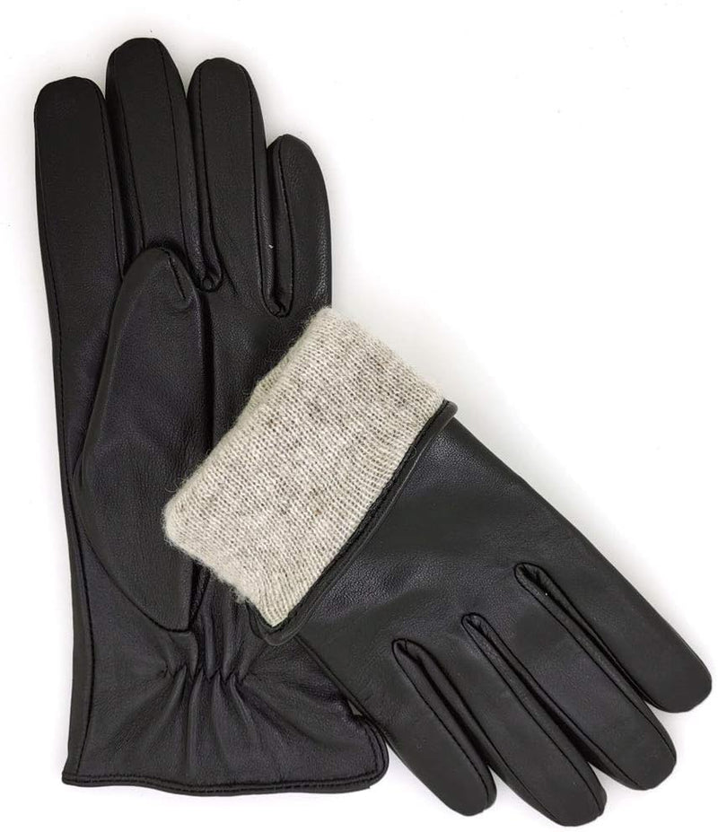 ZLUXURQ Damen Weiche Echte Lammfell Leder Touchscreen Winter Fahrhandschuhe Kaschmir Oder Wolle gefü