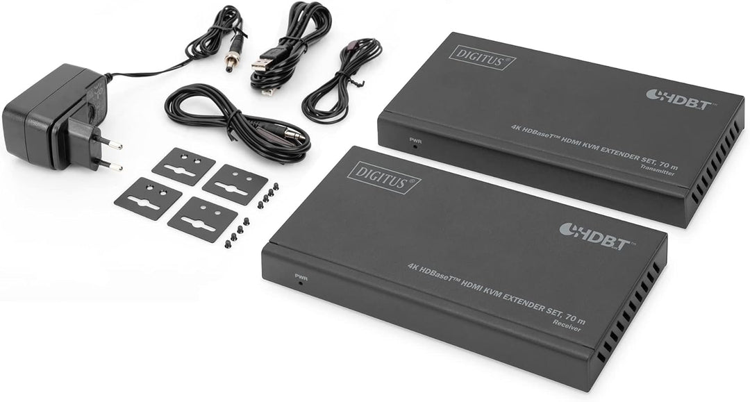 DIGITUS HDMI KVM Extender - 4k/30Hz - Sender & Empfänger - HDBaseT 1.0 - HDMI 1.4 - USB 1.1 - Reichw