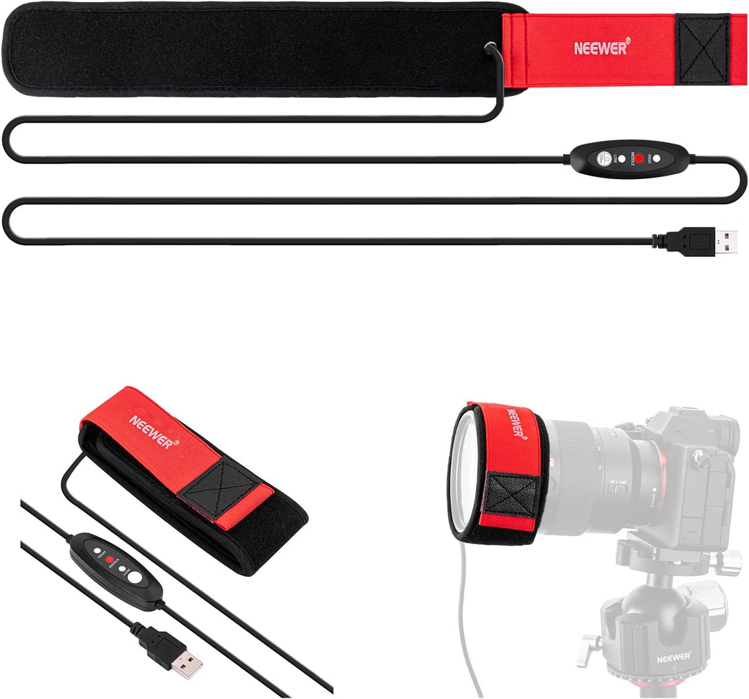 NEEWER USB Objektivheizung, 300mm Objektivwärmer für DSLR Kamera und Teleskop, 3 Temperatureinstellu
