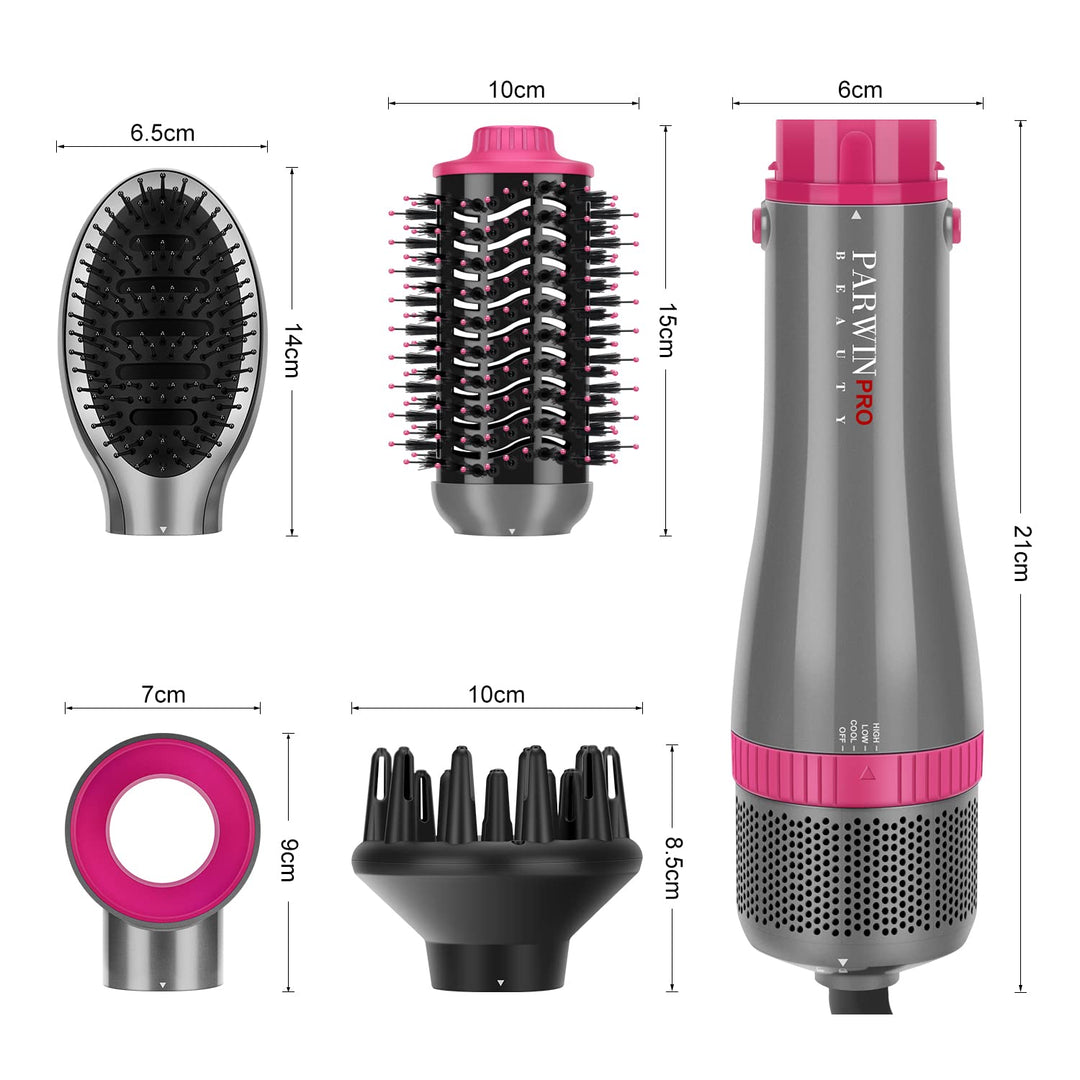 4 IN 1 Haartrockner Warmluftbürste Set, PARWIN PRO BEAUTY Styler-Set, Föhnbürste mit 4 Aufsätze zum