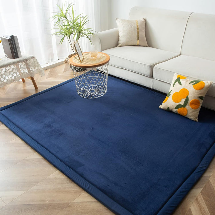 BYBYME Korallen Samtmatte Kinderteppich - Krabbeldecke für Baby Teppich - Extra Dicke 3cm und Weiche