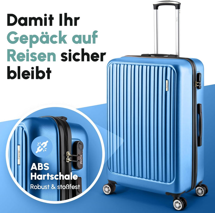 ABS Hartschalenkoffer - Ergonomisch &amp; Sicher - Mittelgrosser Trolley Koffer mit 360° Rädern, Zahlen-