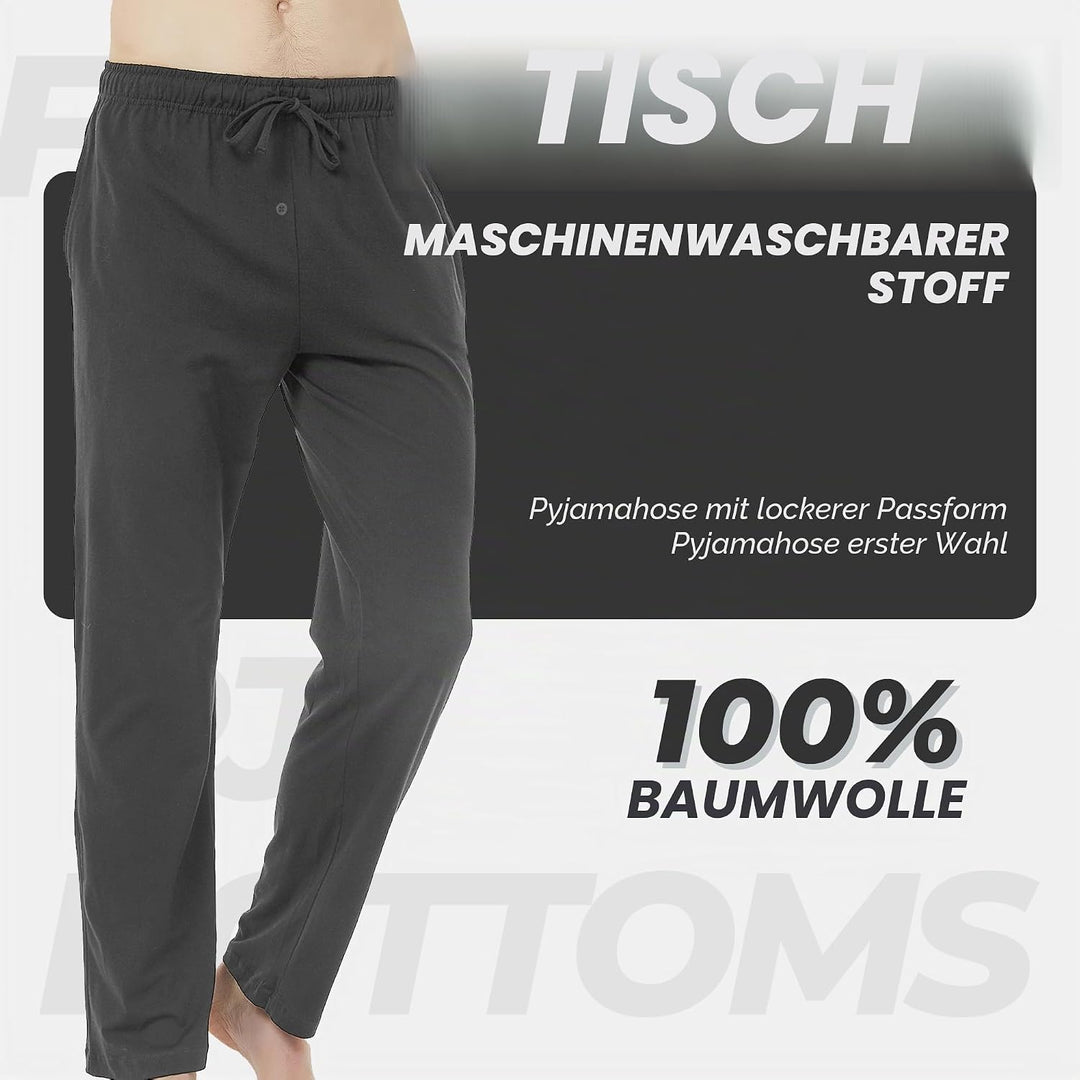 U2SKIIN Pyjamahose Herren lang 100% Baumwolle, Schlafhose Herren Schlafanzughose lang Pyjama Hose Sc